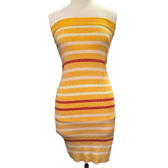 Hendy Top & Skirt Small Knit Metallic Shimmer Short Sleeve Bodycon Stretchy - Picture 2 of 11